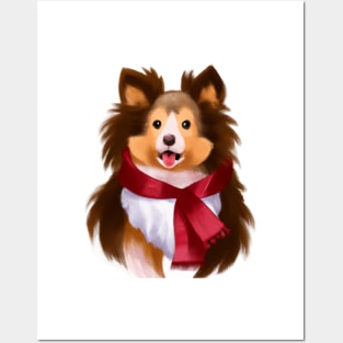 Cute Sheltie Drawing Posters and Art